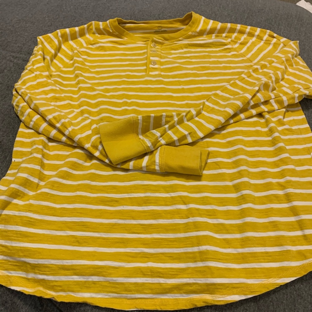 Men’s Yellow Striped Henley Long Sleeve